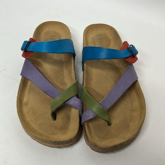 Bos. & Co. Purple and Green Sandals with Contoured Footbed size 8 - Picture 2 of 6